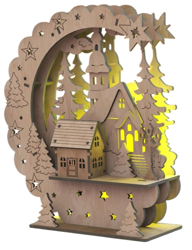 Beleuchtete Holz-Weihnachtsdekoration