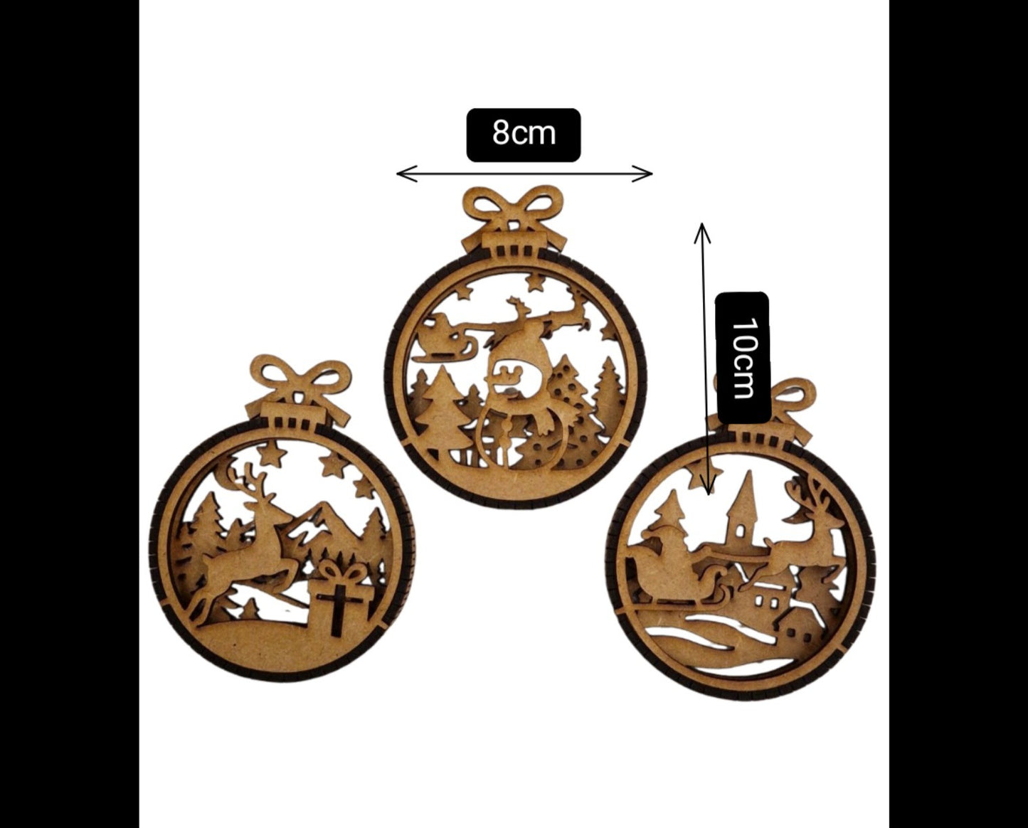 Rustikale Weihnahtsanhänger aus Holz -3er set