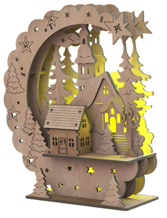 Beleuchtete Holz-Weihnachtsdekoration